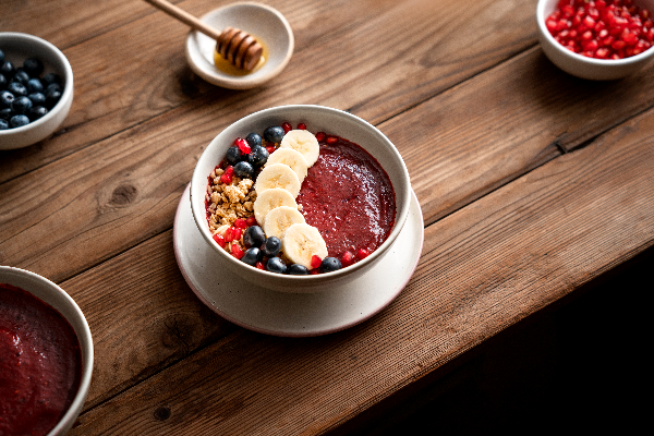 Home ceramic bowl delicious acai brazilian dessert
