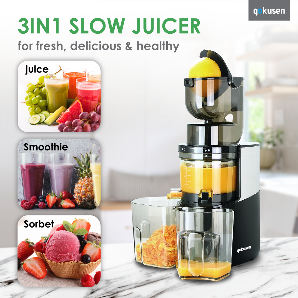 Gokusen Ultimate Chef GS700 Cold Press Juicer wheat from organic farms