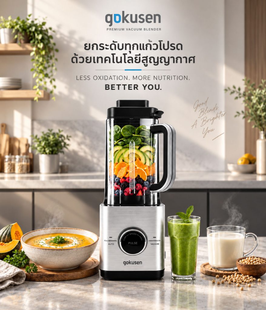 GOKUSEN Vacuum Blender เครื่องปั่นระบบสุญญากาศ รุ่น GV-600B gokusen vacuum blender เครื่องปั่นระบบสุญญากาศ รุ่น gv 600b